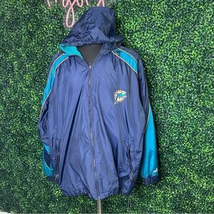 Vintage Dolphins Miami Zip Up Hoodie Jacket Sz 2XL